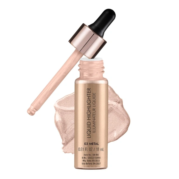 Swiss Beauty Drop & Glow Metal Liquid Highlighter | Lightweight, Blendable & Long-Lasting | Multi-Use Illuminator for a Radiant, Dewy & Luminous Golden Glow