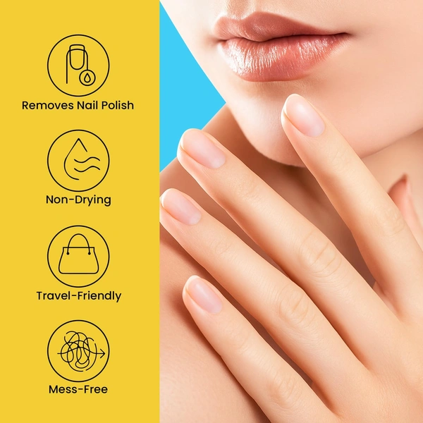 Swiss Beauty Easy-Peasy Nail Paint Remover Wipes, Lemon with Vitamin C | Acetone-Free, Hydrating & Travel-Friendly | 32 Wipes | Gentle on Nails