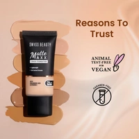 Swiss Beauty Foundation Matte Maxx Cover 04 Medium Warm, 30g| 24-Hour Wear |Hyaluronic Acid & Vitamin E | Oil-Control Formula |