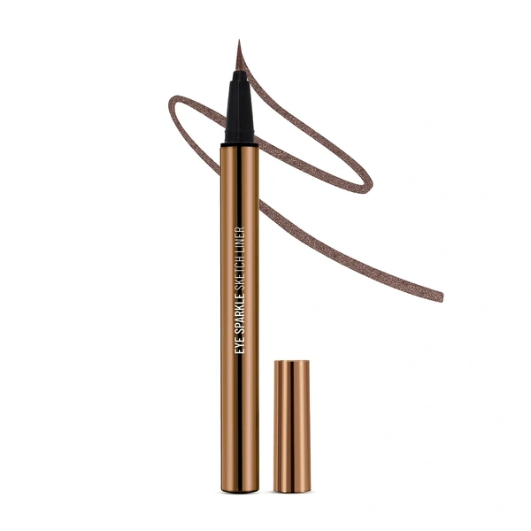 Swiss Beauty Glitter Brown Pencil Eye Sparkle Sketch Eyeliner | Waterproof, Smudge-Proof, Quick-Drying | Intense Glittery Pink Finish for Long-Lasting, Bold Eye Looks