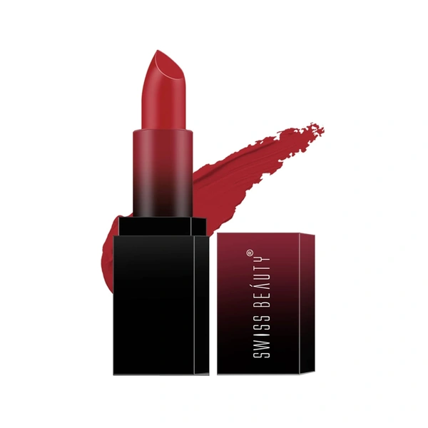 Swiss Beauty HD Matte Lipstick 3.5g | Siren In Scarlet 01| Suitable For All Skin Tones