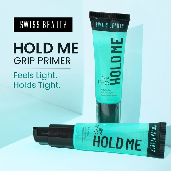 Swiss Beauty Hold Me Grip Primer 24ml for Girls | Long-lasting Makeup Base & Smooth Skin Finish | Hydrating & Pore-Minimizing Primer for All Skin Types