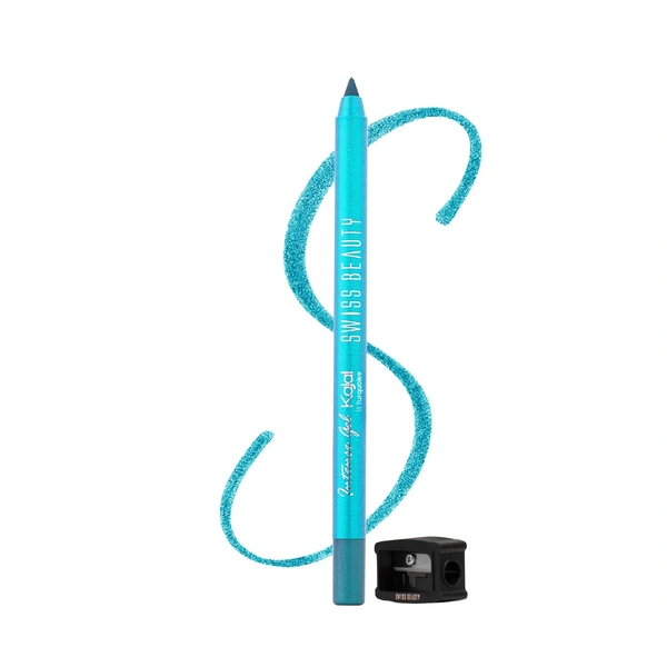 Swis Beauty Swiss Beauty Intensegel Kajal Eyeliner 1.2g - Turquoise | Smooth Matte Finish | Long-Lasting, Smudge-Proof, Deep Pigmentation | Perfect Eye Makeup for All Occasions