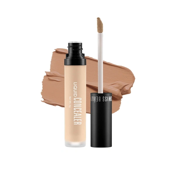 Swiss Beauty Liquid Concealer 6g Shade-Clair Moyen|Full Coverage|Hide Blemishes at One Strock With Matt Finsh|Ligh Weight Concealer