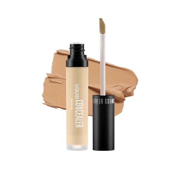 Swiss Beauty Liquid Concealer 6g Shade-Medium Beige |Full Coverage|Hide Blemishes at One Strock With Matt Finsh|Ligh Weight Concealer