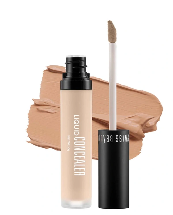 Swiss Beauty Liquid Light Weight Concealer With Full Coverage |Easily Blendable Concealer For Face Makeup , 6g