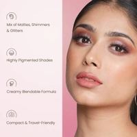 Swiss Beauty Lustre Eyeshadow Palette | Matte, Shimmer, and Metallic Palette | With 4 Highly Pigmented Shades | Long-Lasting | Blendable Eyeshadow | For All Skin Types | Shade- Rose n Petals | 5g