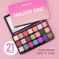 Swiss Beauty Major One Eyeshadow Palette | with 21 Highly blendable shades | Bold & Pigmented Palette | Blend of Mattes, Metallics and Shimmers | Versatile eyeshadow palette | Long-Lasting | 20g