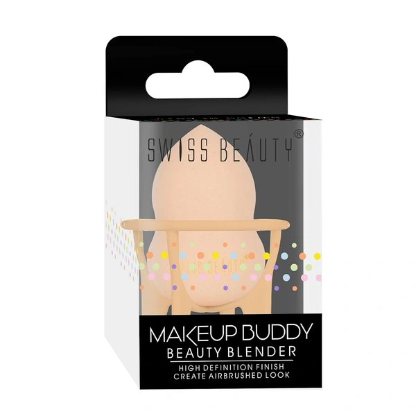 Swiss Beauty Makeup Blender Shade - 01 | Makeup Buddy Beauty Blender | Blender for Flawless Application | High Definition Finish | Airbrushed finish sponge | Smooth, Streak-Free Finish | Wet and dry makeup tool | Shade - 01