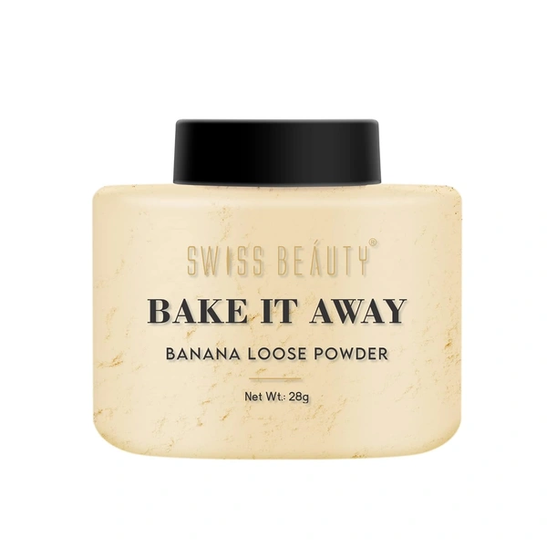 Swiss Beauty Makeup Loose Powder Banana 28g | Bake It Away Translucent Loose Powder | Lightweight , Matte Finish | Control Oils | Long-Lasting Wear | Flawless makeup setting | Shade - Yellow | 28g