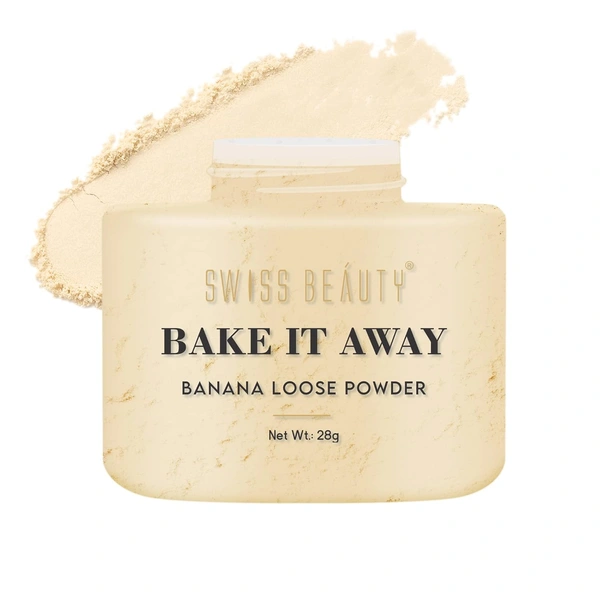 Swiss Beauty Makeup Loose Powder Banana 28g | Bake It Away Translucent Loose Powder | Lightweight , Matte Finish | Control Oils | Long-Lasting Wear | Flawless makeup setting | Shade - Yellow | 28g