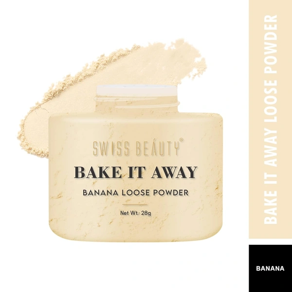 Swiss Beauty Makeup Loose Powder Banana 28g | Bake It Away Translucent Loose Powder | Lightweight , Matte Finish | Control Oils | Long-Lasting Wear | Flawless makeup setting | Shade - Yellow | 28g