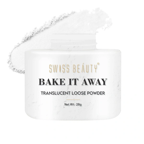 Swiss Beauty Makeup Loose Powder Transparent 28g | Bake It Away Translucent Loose Powder | Lightweight | Control Oils | Long-Lasting Wear | Flawless makeup setting | Shade - Transparent | 28g