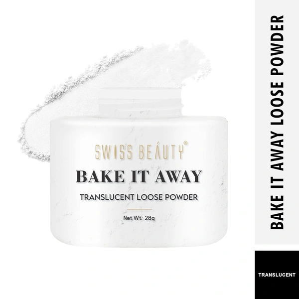 Swiss Beauty Makeup Loose Powder Transparent 28g | Bake It Away Translucent Loose Powder | Lightweight | Control Oils | Long-Lasting Wear | Flawless makeup setting | Shade - Transparent | 28g