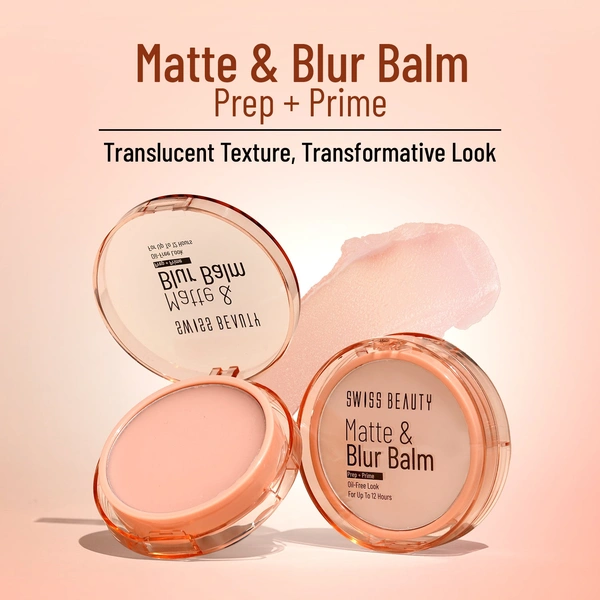 Swiss Beauty Matt & Blur Balm Prep + Prime | Oil-Free, Shine-Control | Pore-Blurring & Lightweight | Long-Lasting Matte Finish | Up to 12-Hour Wear