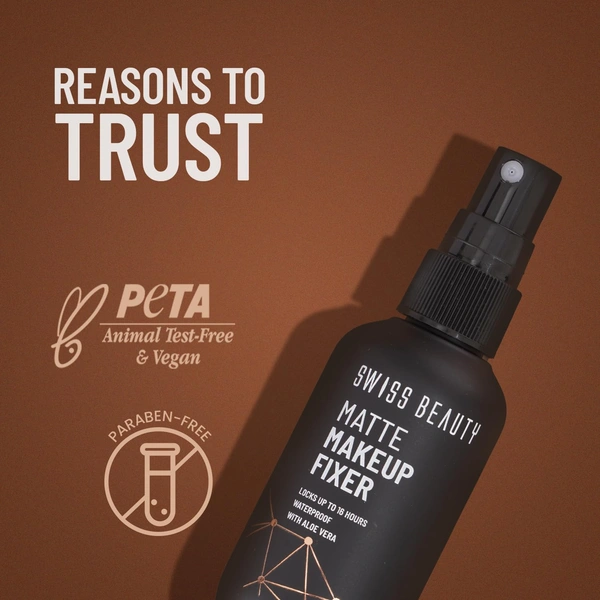 Swiss Beauty Matte Makeup Fixer 70ml| Long-Lasting, Oil-Control & Lightweight | Smudge-Proof & Waterproof | Matte Finish | Enriched with Aloe Vera & Vitamin E