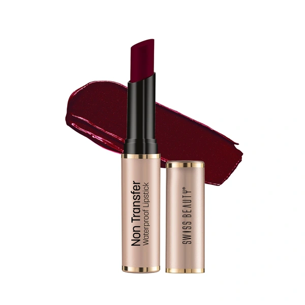 Swiss Beauty Non Transfer Waterproof Lipstick 3g | Brown Maroon 414 | Easy To Use