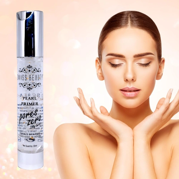 Swiss Beauty Pearl Primer Pores Zero 30ML | Lightweight, Hydrating & Pore-Minimizing | Smooth, Flawless Base for Long-Lasting Makeup | Oil-Free & Non-Greasy Formula