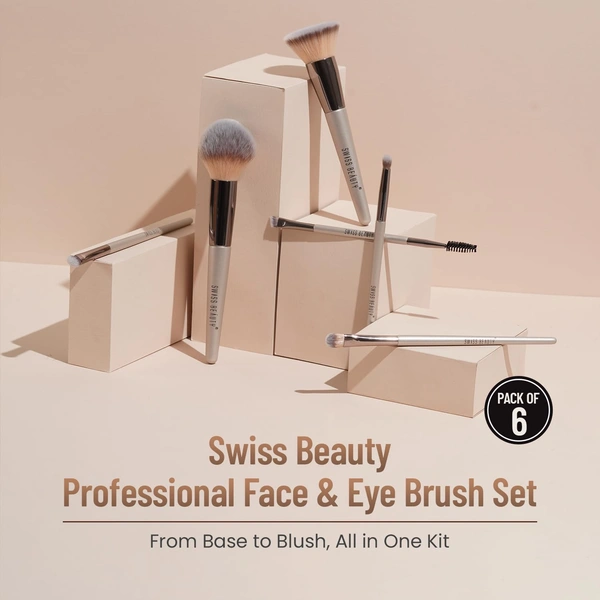 Swiss Beauty professional Face & Eye Brush Set 6pcs | Convenent And Stylish