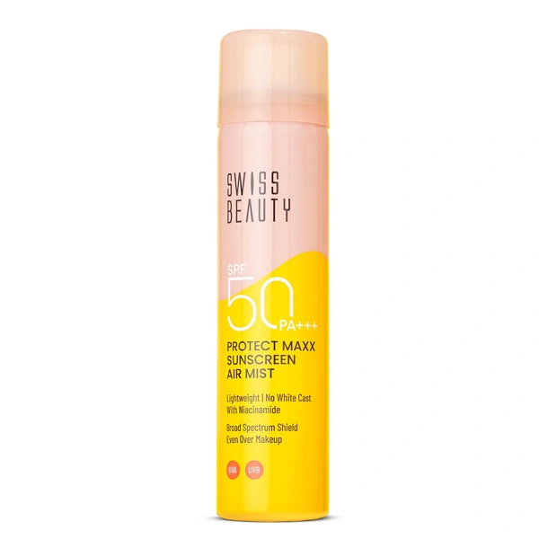 Swiss Beauty Protect Maxx Sunscreen Air Mist, SPF 50 PA+++ | Ultra-Light & Non-Greasy | UVA & UVB Protection | Hydrating & Refreshing | Quick Absorption