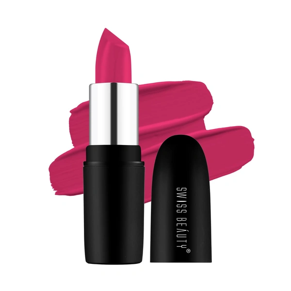 Swiss Beauty Pure Matte Lipsticks 3.8g | Hot Pink 219 | Creamy Matte - 1