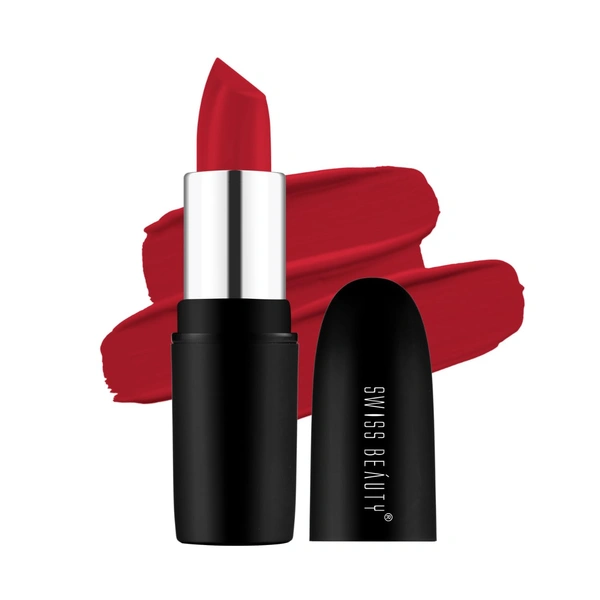 Swiss Beauty Pure Matte Lipsticks 3.8g | Hot Red 221 | Creamy Matte - 1