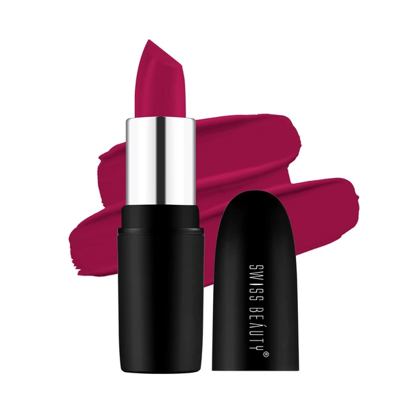 Swiss Beauty Pure Matte Lipsticks 3.8g | Magic Maroon 211 | Creamy Matte - 1