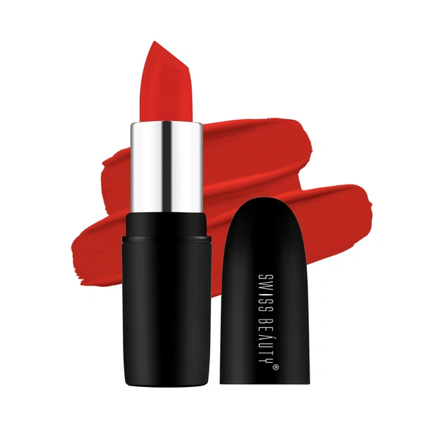 Swiss Beauty Pure Matte Lipsticks 3.8g | Orange Red 208 | Creamy Matte - 1