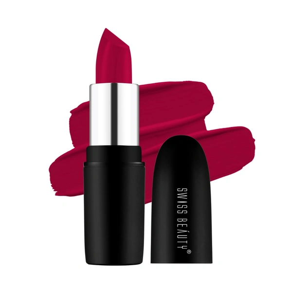 Swiss Beauty Pure Matte Lipsticks 3.8g | Smoking Red 220 | Creamy Matte - 1