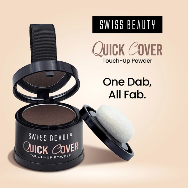 Swiss Beauty Quick Cover Touch-Up Powder Shade Smoky Black | Covers Grey Roots & Bald Spots Instantly | Highly Pigmented | Matte Finish | Long-Lasting | For Men & Women