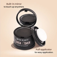 Swiss Beauty Quick Cover Touch-Up Powder Shade Smoky Black | Covers Grey Roots & Bald Spots Instantly | Highly Pigmented | Matte Finish | Long-Lasting | For Men & Women