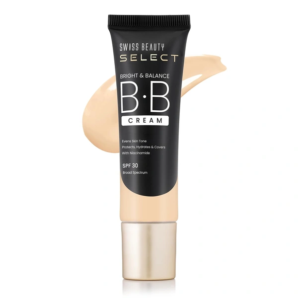 Swiss Beauty Select BB Cream Multifunctiona Bright & Balance 30g With 30 SPF | Shade 03 Butter Nude|Even Skin Tone with Niacinamide & Wheat Germ Oil | Medium Buildable Coverage