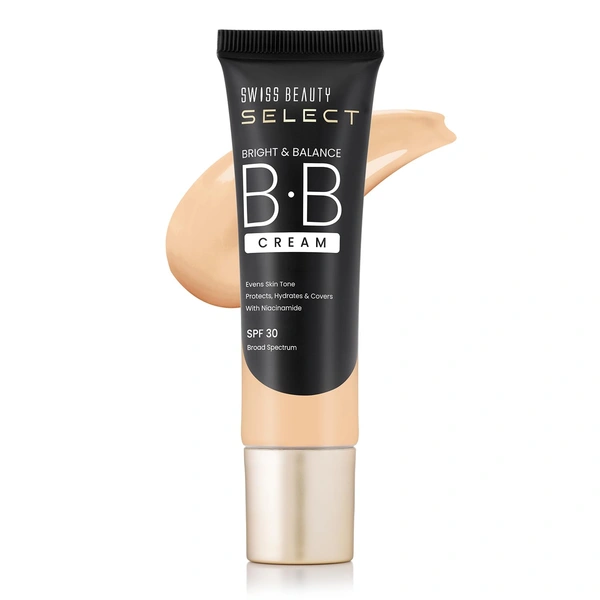 Swiss Beauty Select BB Cream Multifunctiona Bright & Balance 30g With 30 SPF | Shade 05 Radiant Honey |Even Skin Tone with Niacinamide & Wheat Germ Oil | Medium Coverage,