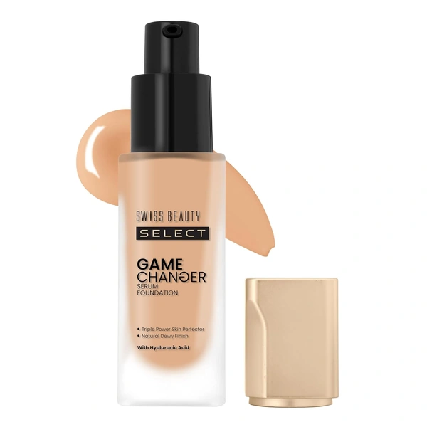 Swiss Beauty Select Game Changer Foundation Lightweight With Serum 35g | Shade Neutral Biscuit | Natural Dewy Finish, Lightweight Serum Formula, Buildable Coverage