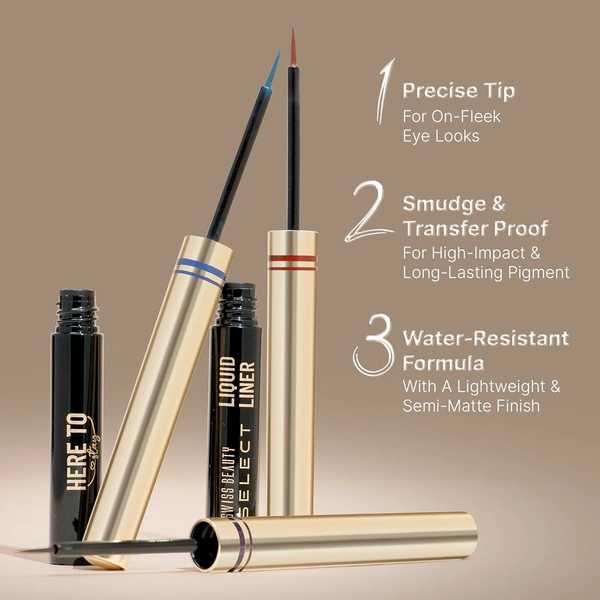Swiss Beauty Select Here To Stay Semi-Matte Liquid Waterproof Eyeliner 3ml with Shade 04 Magnet Black | Precise Pointed Tip | Smudge-Proof & Transfer-Proof