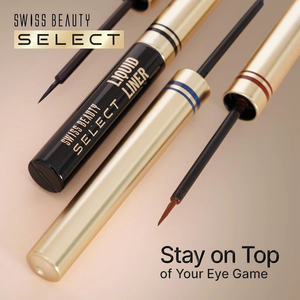 Swiss Beauty Select Here To Stay Semi-Matte Liquid Waterproof Eyeliner 3ml with Shade 04 Magnet Black | Precise Pointed Tip | Smudge-Proof & Transfer-Proof