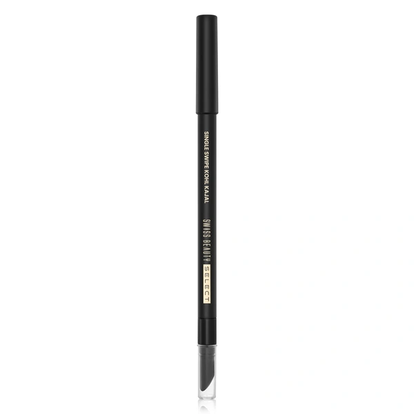 Swiss Beauty Select Single Swipe Kohl Kajal 1.2gm | Intense Black | 16Hr Long Stay | Waterproof & Smudge Proof | Creamy Smooth Kajal with Smudger