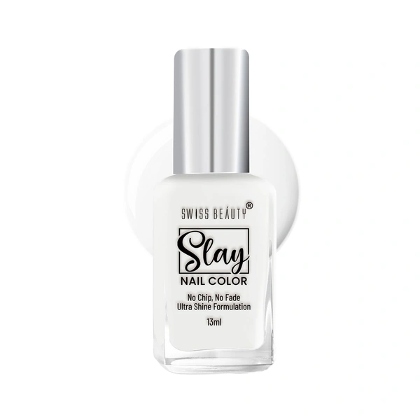 Swiss Beauty Slay Nail Colour 13ml | Flat White 23 | Ultra Shine Formulation