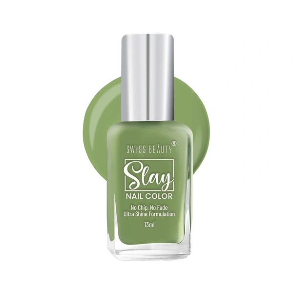 Swiss Beauty Slay Nail Colour 13ml | Cool Green 25 | Ultra Shine Formulation