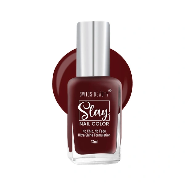 Swiss Beauty Slay Nail Colour 13ml | Maroon Bloom 34 | Ultra Shine Formulation