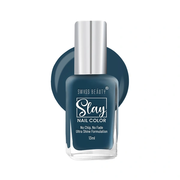 Swiss Beauty Slay Nail Colour 13ml | Lomdon Blu 45 | Ultra Shine Formulation
