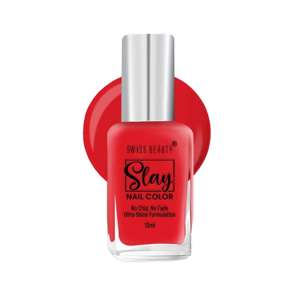 Swiss Beauty Slay Nail Colour 13ml | Pop Red 72 | Ultra Shine Formulation