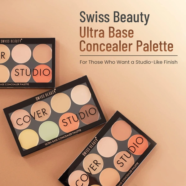Swiss Beauty Ultra Base Concealer Palette Shade 03| Multi-Use Full Coverage Concealer, Contour & Corrector | Lightweight, Blendable Formula for Flawless, Even-Toned Makeup