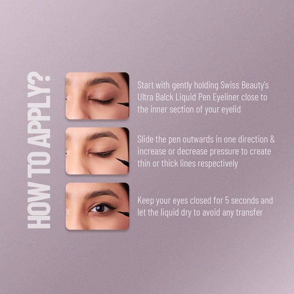 Swiss Beauty Ultra Black Liquid Pen Eyeliner 0.8ml | Long Lasting