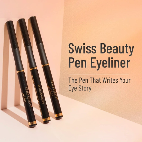 Swiss Beauty Waterproof Bold Felt Tip Pen Eyeliner | Bold, Smudge-Proof Lashes | Quick Drying | Long Lasting | Intense & Precise | For Daily Use | Black, 1.2ml