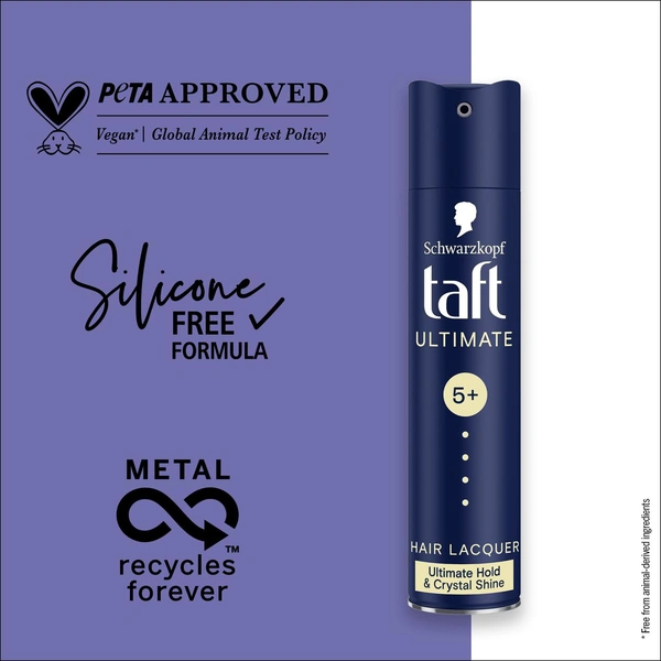 Schwarzkopf Taft Hair Polish Ultimate Hold & Crystal Shine Styling Spray - 250ml |Hold Grade 5+| Up to 72-Hour Radiant Shine| No Residue