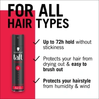 Schwarzkopf Taft Hair Spray 250ml |Touch Mega Strong 5 Hairspray | Ultimate Hold & Soft Finish | Up to 72-Hour Radiant Shine