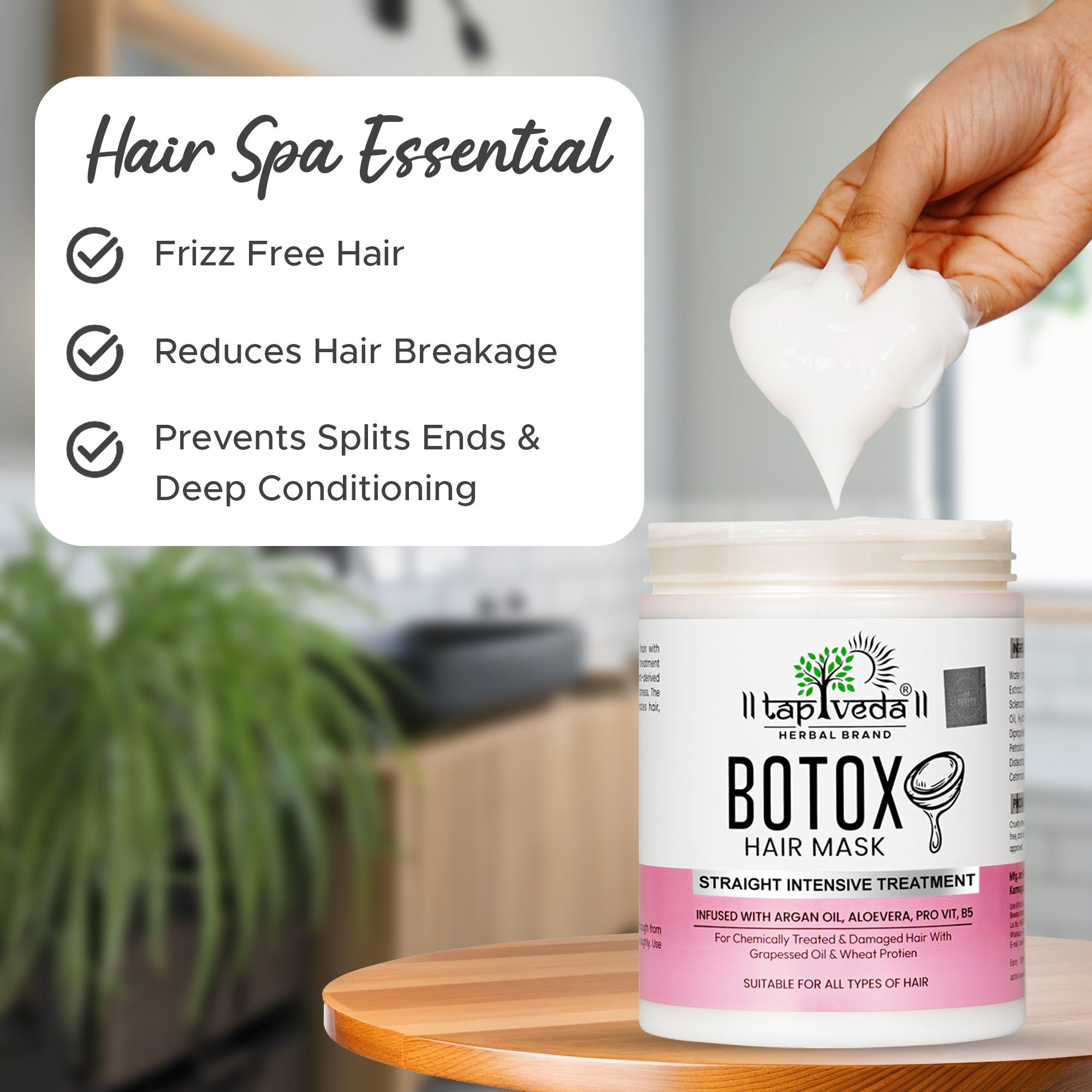 Tapveda Botox Hair Mask 1000ml, Hair Spa Treatment with Argan Oil