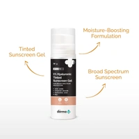 Derma Co The Derma Co 1% Hyaluronic Tinted Sunscreen Gel 50g | with Zinc Oxide , Titanium Dioxide & Hyaluronic Acid | SPF 60 PA ++++ | For Broad Spectrum Protection | Hydrates Skin | Lightweight & Non-Greasy | Natural Tint | Non-Sticky | Even Skin Tone | For All