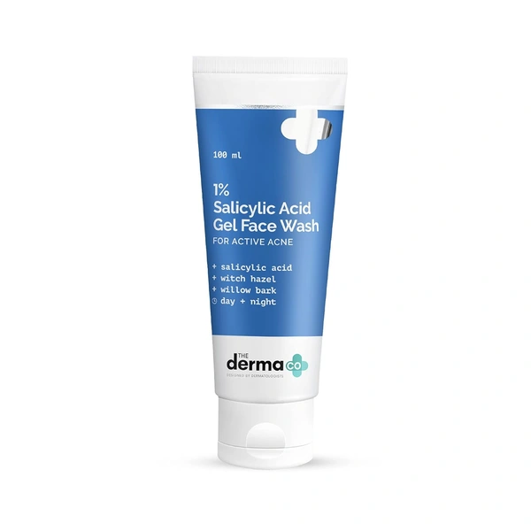 Derma Co The Derma Co 1% Salicylic Acid Gel Face Wash | For Active Acne | With Salicylic Acid & Witch Hazel | Acne-Fighting Cleanser | Prevent Breakouts & Unclog Pores | for Oily Skin | 100ml